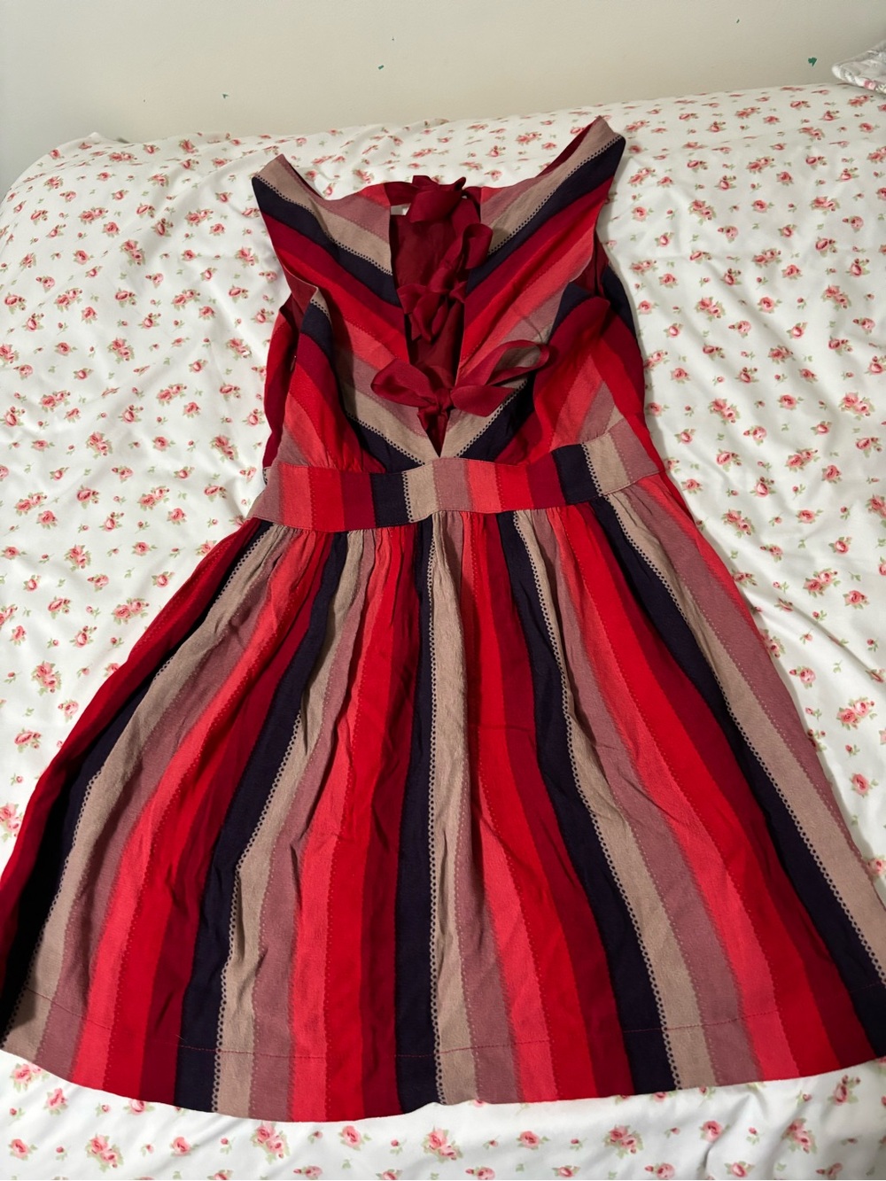 Cooperative Girls Red, Pink and Navy Striped Sleeveless Dress - Picture 2 of 4
